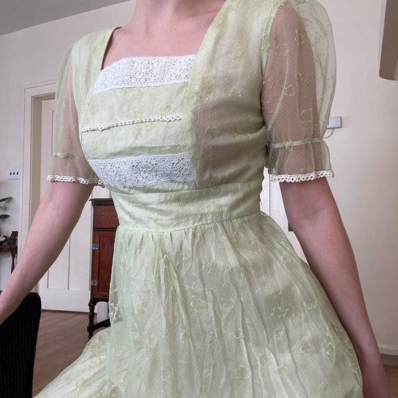 Dresses & Skirts - Vintage 70’s Mesh / Lace Prairie Maxi Dress